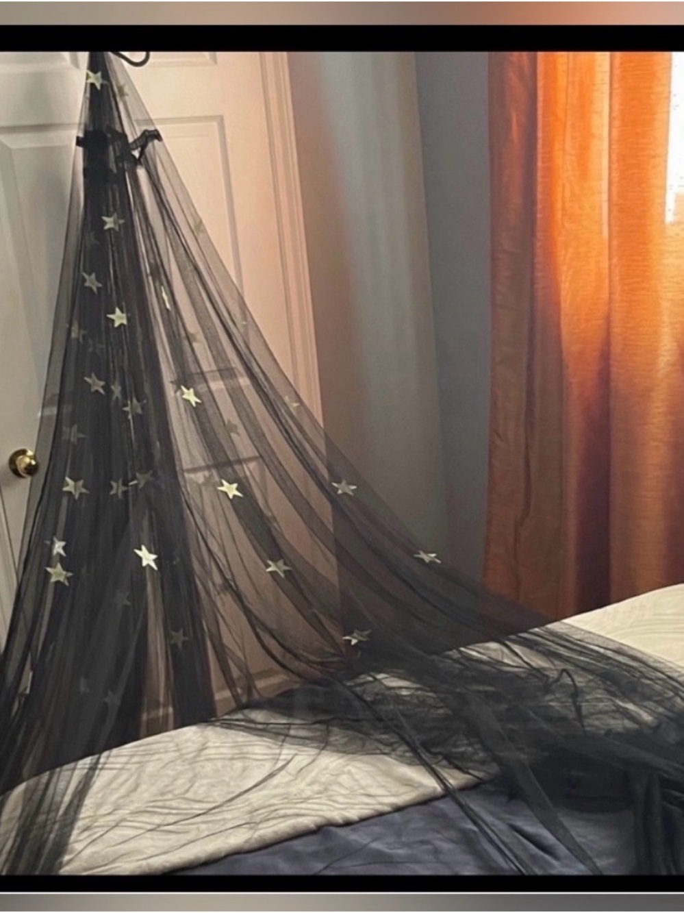 Black Star-Embellished Bed Canopy - Home Accents